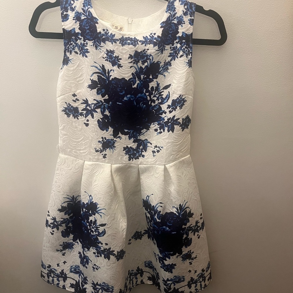 Girls white & blue dress